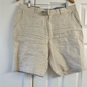 Ballin Shorts 100% Linen Flat Front Chino Beige Men 33 9" Inseam